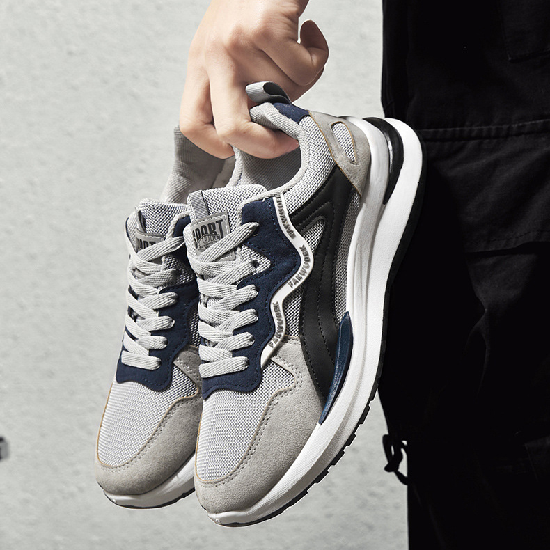 Giày Thể Thao Nam GEMI - Giày Sneaker Màu Kaki - Xám, Giày Thể Thao Giúp Tăng Chiều Cao Tự Tin Ra Ngoài - G5476