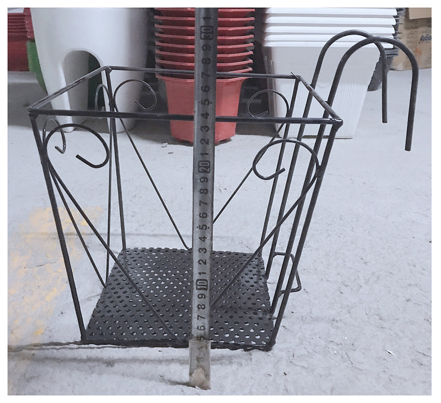 10 Giỏ Sắt 24x23cm Hình Vuông Màu ĐEN Treo Chậu Hoa Lan Can Ban Công