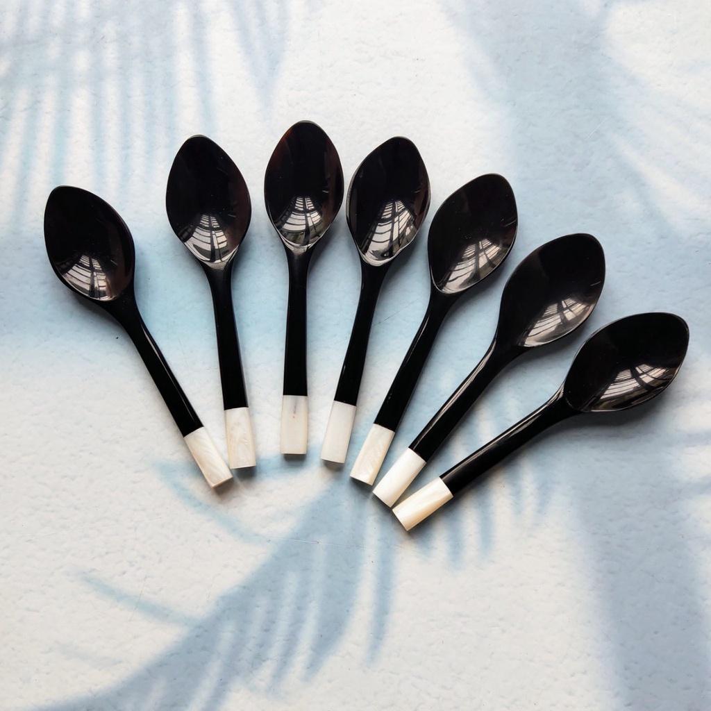 Thìa Sừng Mini Cán Trai Trắng, Thìa Xúc Nhỏ, Xúc Gia Vị, Sữa Chua, Chụp Ảnh Decor Xinh Xắn