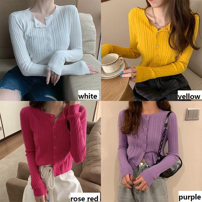 Áo khoác sweater dáng ngắn ôm phong cách cổ điển dành cho nữ