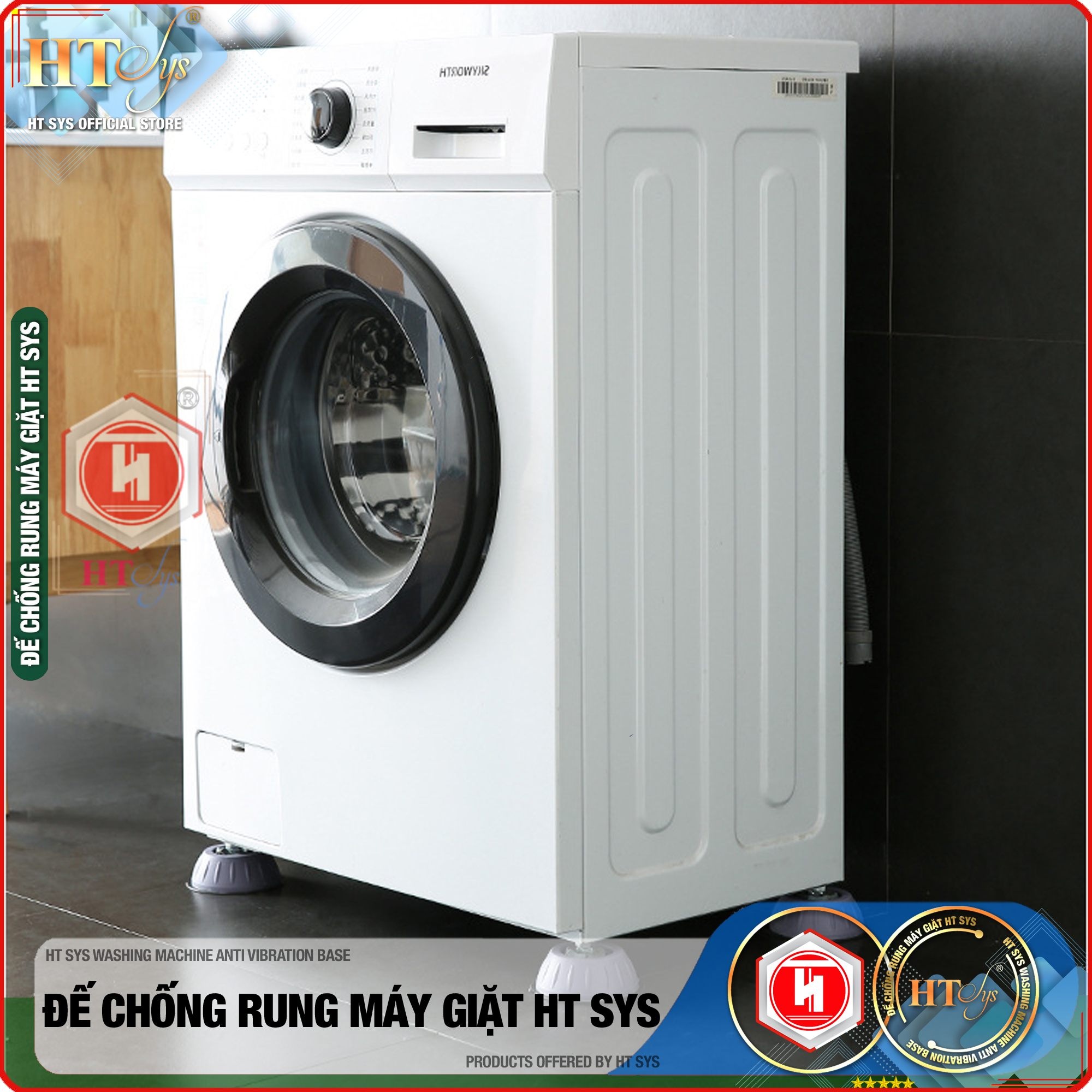 Chân Máy Giặt HT SYS - Bộ 4 Chân Đế Máy Giặt HT SYS - Chống Rung Lắc, Chống Ồn Cho Máy Giặt, Máy Sấy, Tủ Lạnh - Kệ Máy Giặt HT SYS Giải Pháp Hoàn Hảo Cho Việc Chống Rung Và Ổn Định Máy Giặt