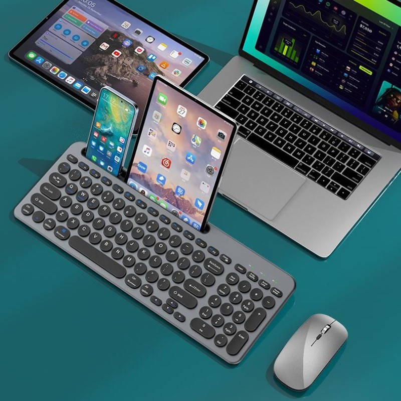 Bộ Bàn phím chuột không dây W709 có khe để điện thoại , máy tính bảng - kết nối bluetooth 5.0 + Usb 2.4g Pin sạc TypeC hàng nhập khẩu