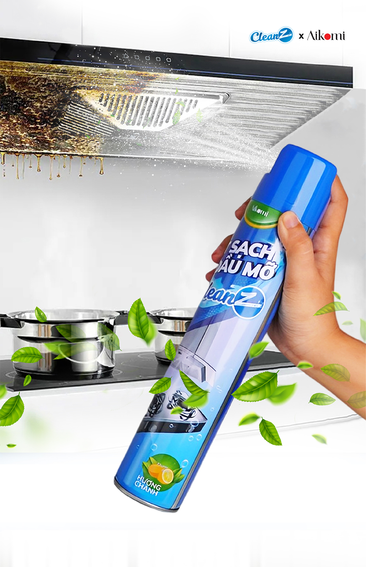 Bình xịt tẩy rửa lau dầu mỡ nhà bếp CleanZ đa năng 450ml