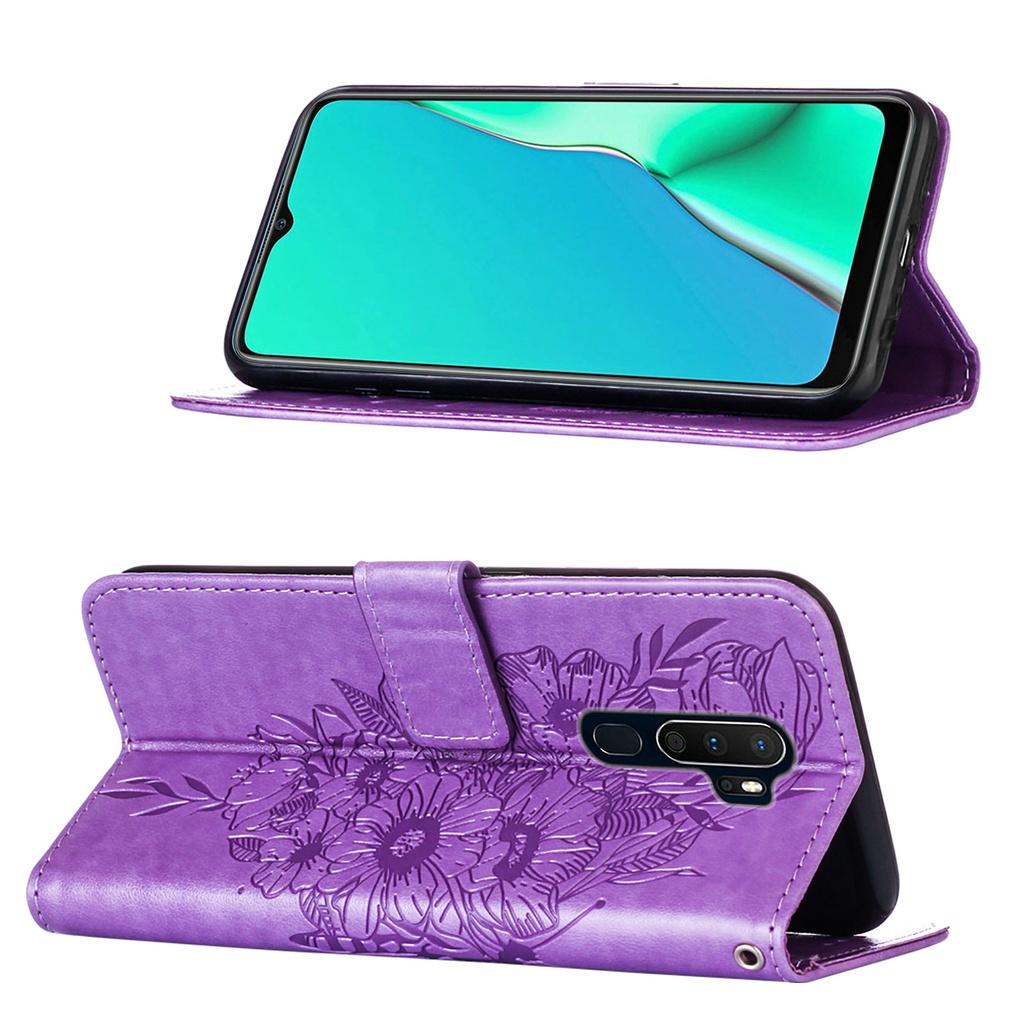 Ốp điện thoại da dạng ví dập nổi hình bướm cho OPPO A52 A72 A92 A31 A8 A5 A7 2020 A53 A32 A73 A93 4G OPPO F17 Pro