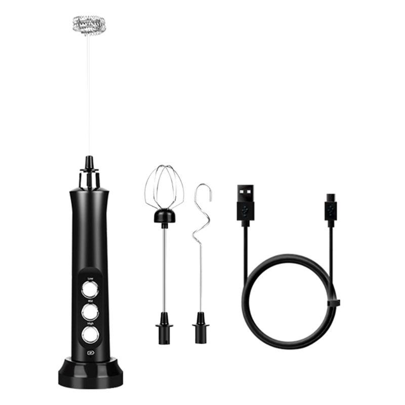 USB Sạc Bọt Sữa Phối 2 Máy Đánh Trứng Cầm Tay 3 Tốc Độ Sữa Sữa Rửa Mặt Foamer Cho Cappuccino, trứng Be Máy Xay Sinh Tố Mini Được Xây Dựng Trong Pin