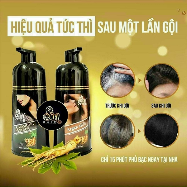 Dầu gội phủ bạc Sin Hair Nhật Bản 500ML Dầu gội nhuộm tóc thảo dược ngay tại nhà