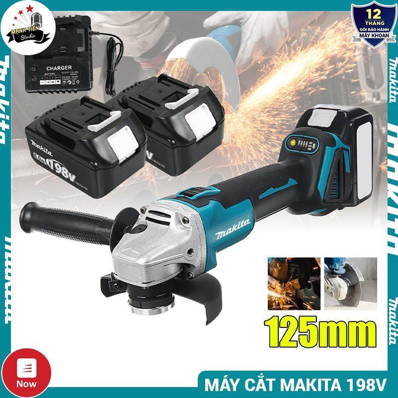 Máy mài, cắt Makita 198V (AG125DWE) – Máy mài góc, máy cắt cầm tay dùng pin – 2 pin 10 cell 1 sạc – Đầu 12.5mm–3 chế độ