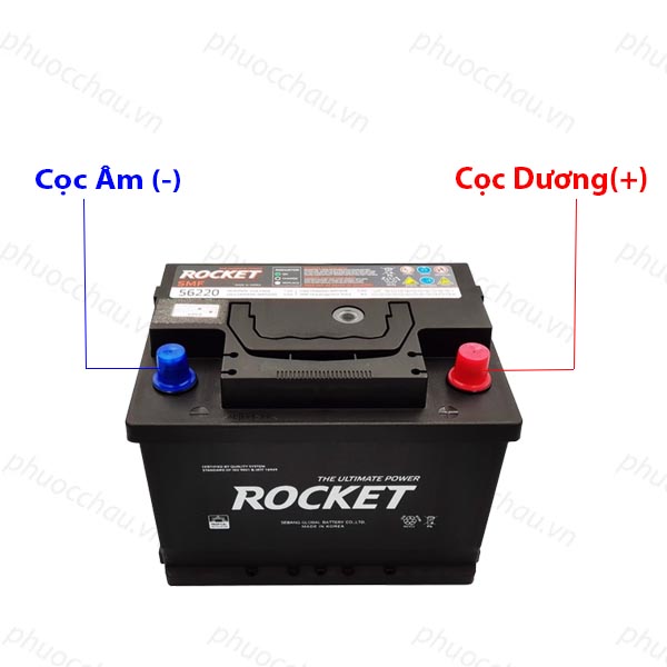 Bình Ắc Quy 12V-62Ah, Ắc Quy ROCKET SMF 56220