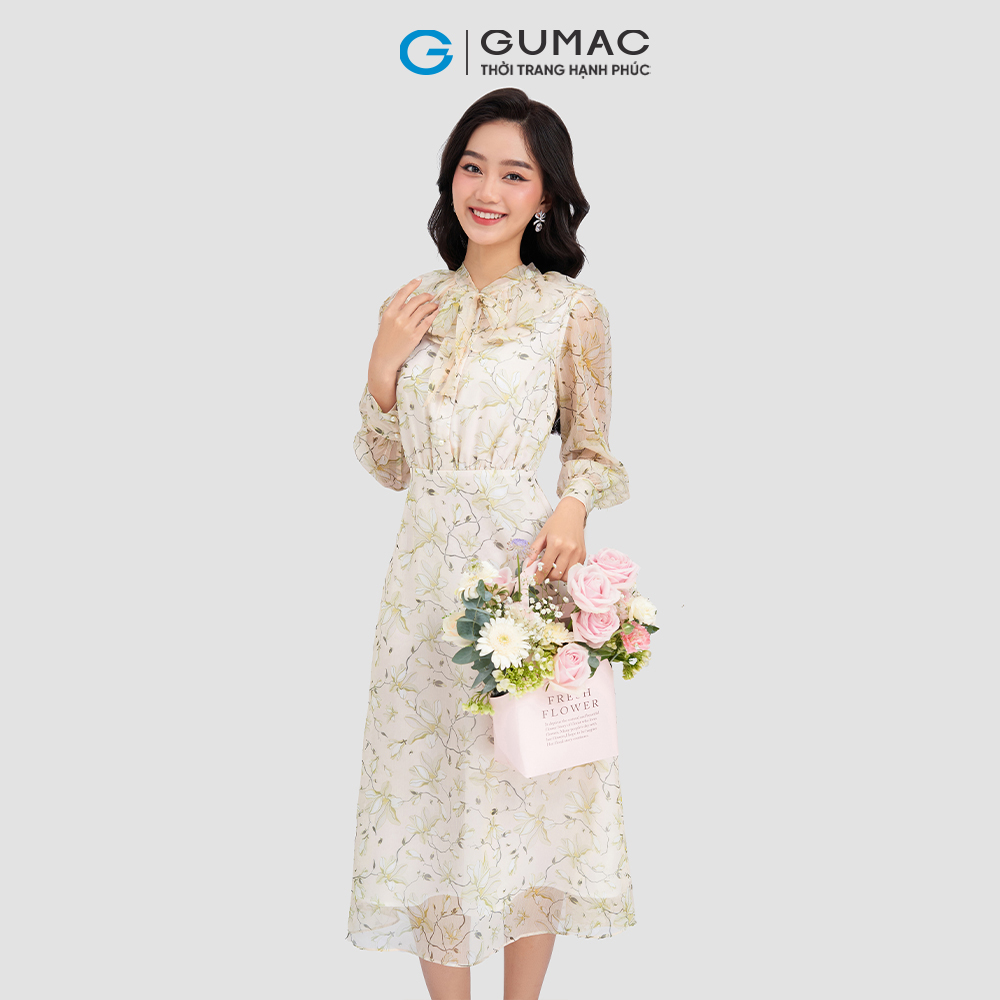 Đầm bâu kiểu bèo nhún GUMAC DD03005