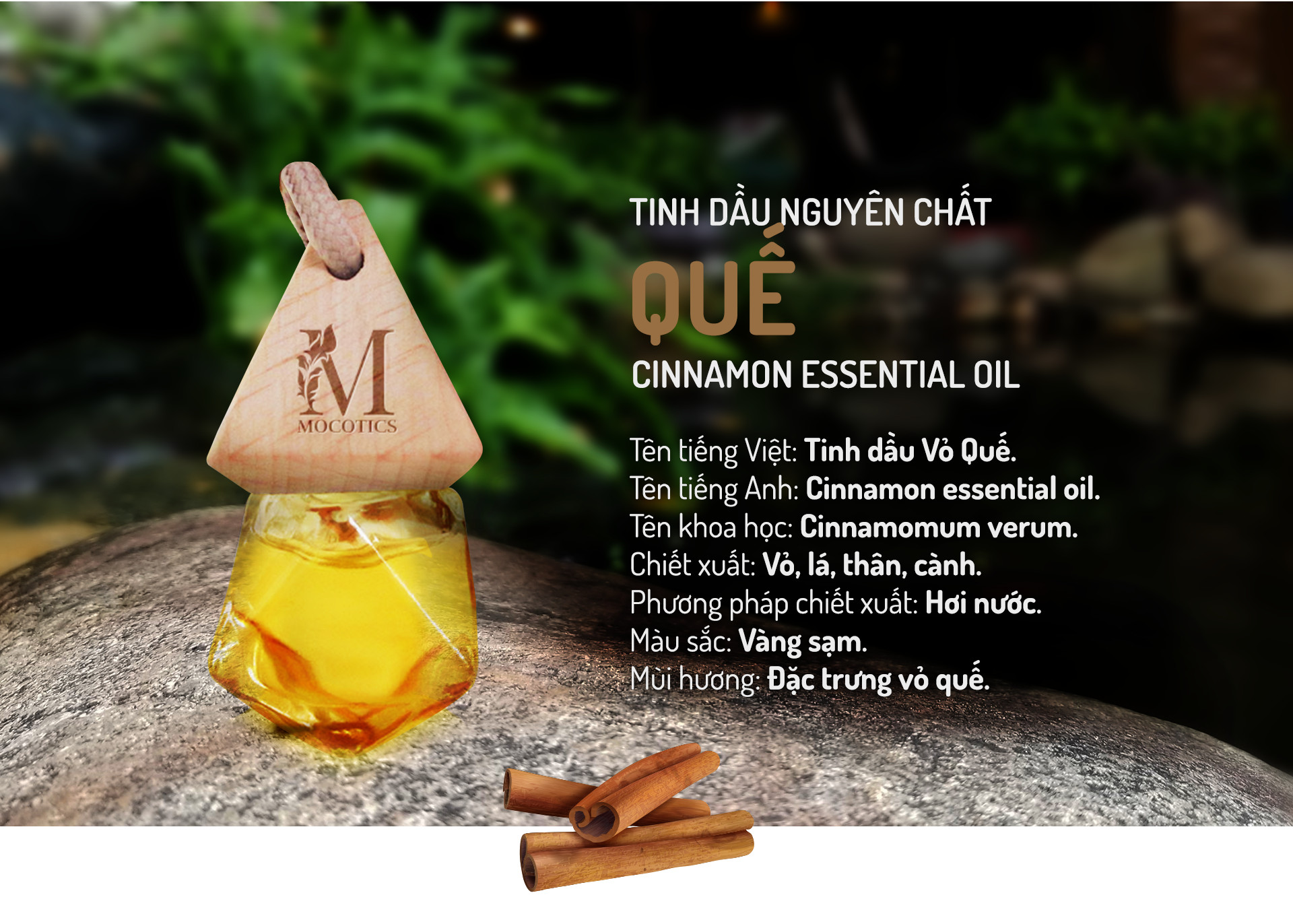 Tinh Dầu Vỏ Quế Treo Xe Ô tô MOCOTICS, Treo Tủ Quần Áo, Giúp Khử Mùi, Thơm Phòng, Chống Say Xe Hiệu Quả