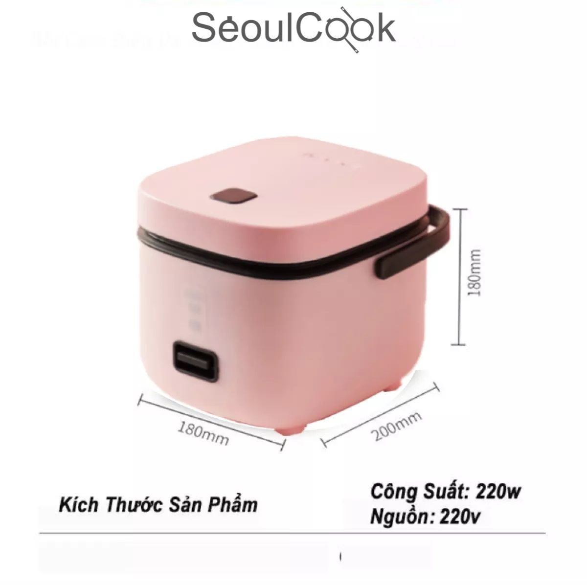 Nồi cơm mini Rice Cooker Seoulcook đa năng 1,2l hàng nội địa tặng khay hấp + vá cơm + cốc đong