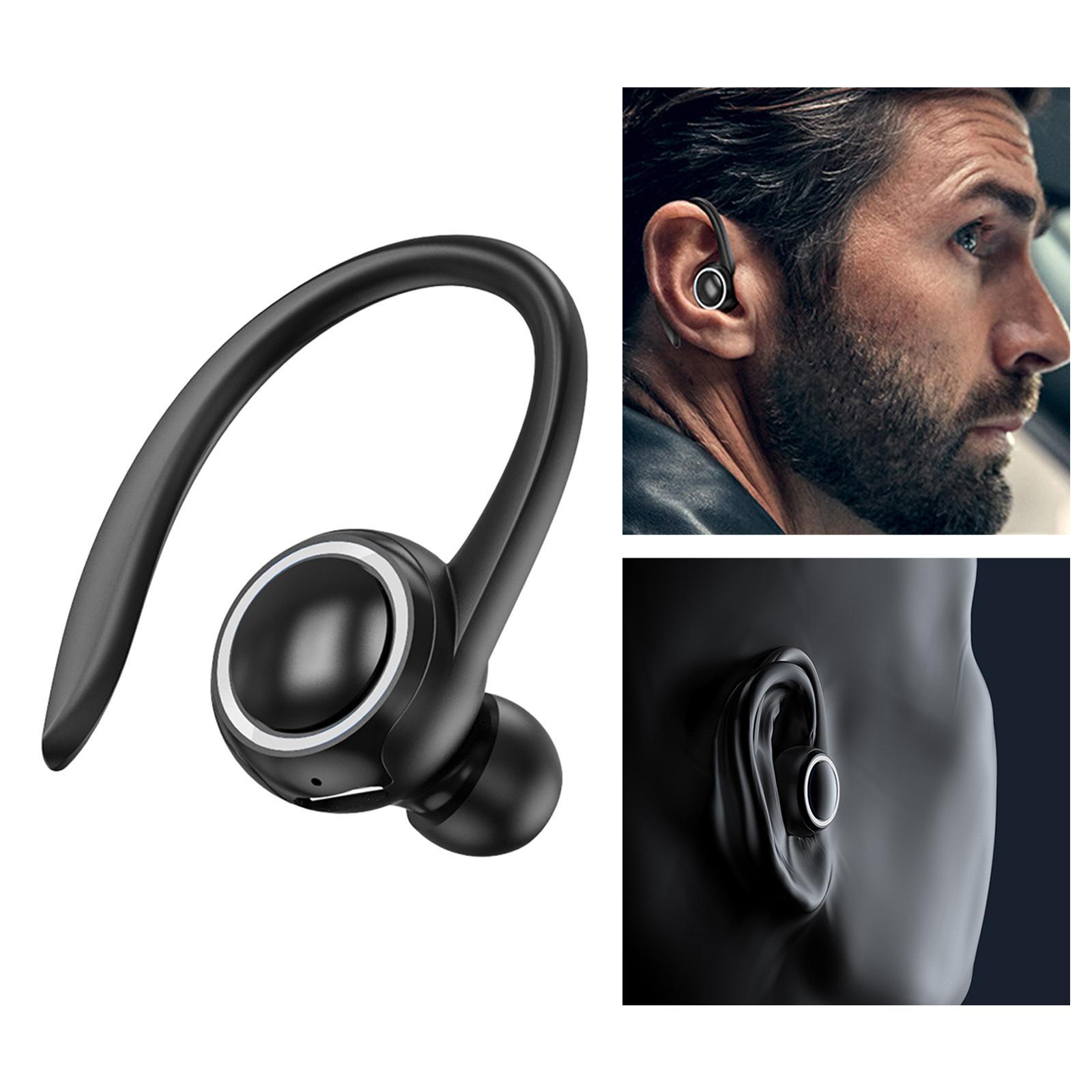 Single Ear Bluetooth Headset Water-Resistant Soft Ear Hook Sweatproof for Hiking