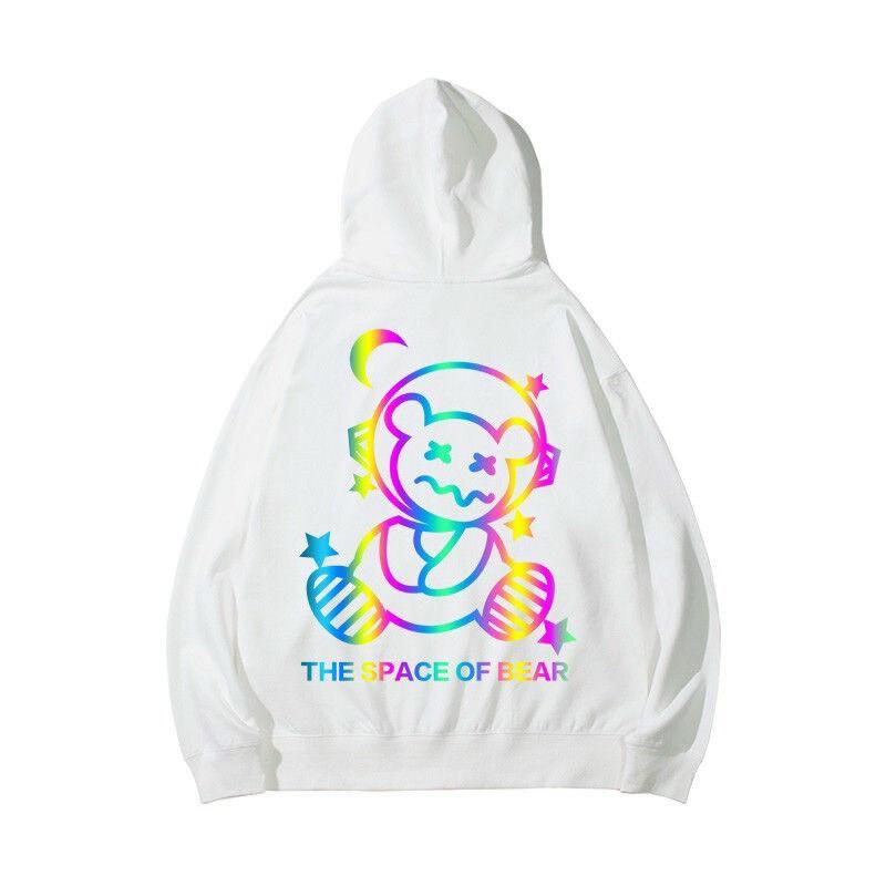 Áo Hoodie Nỉ Nam Nữ From Rộng Unisex In Dạ Quang Phát Sáng Hình Gấu Cực Hot Chất Nỉ Ngoại Dày Dặn (bear)
