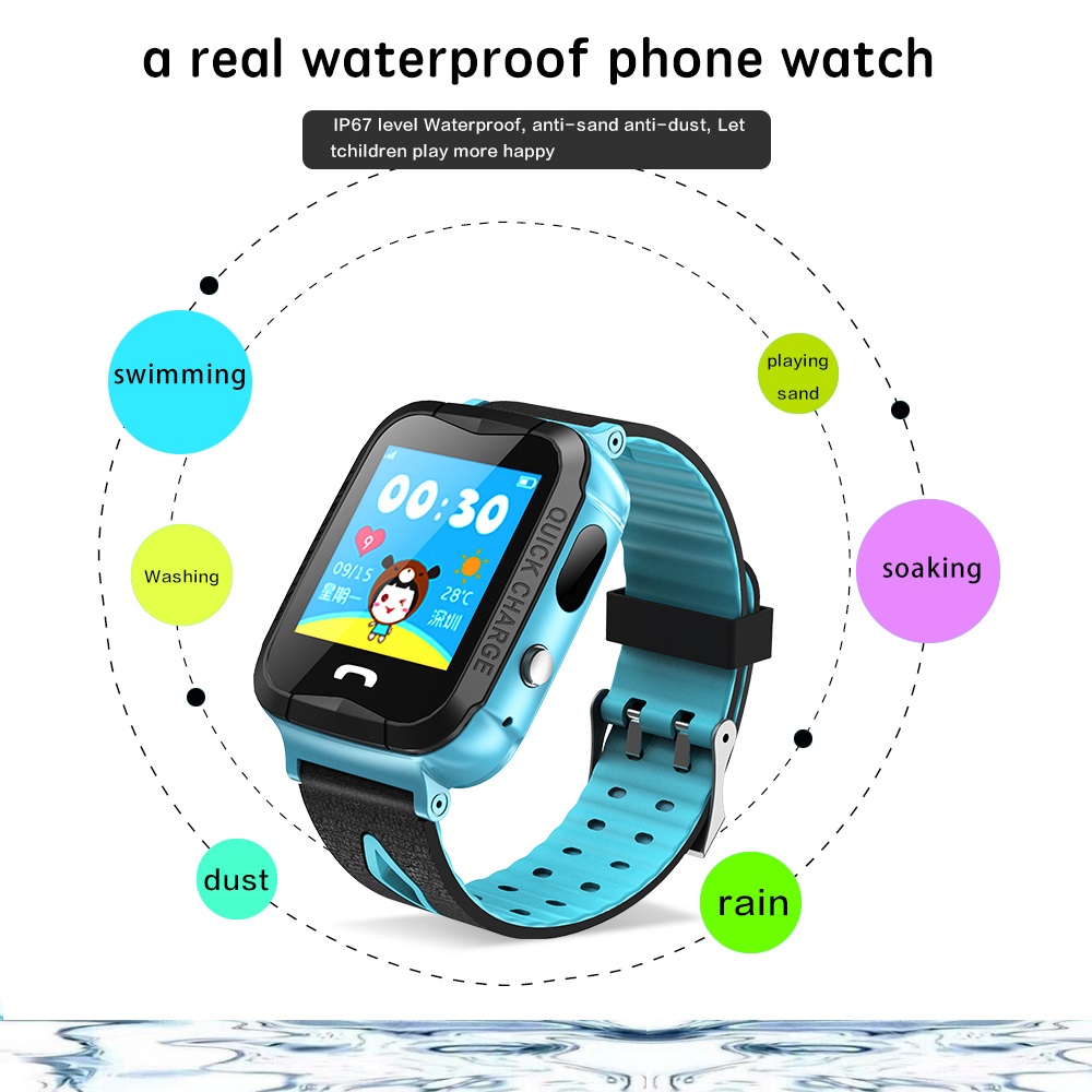 Đồng hồ định vị trẻ em LBS KKTick KidWatch AA07s thông minh, nghe gọi 2 chiều, màn hình cảm ứng, kháng nước IP67, camera 2.0 - Hàng nhập khẩu