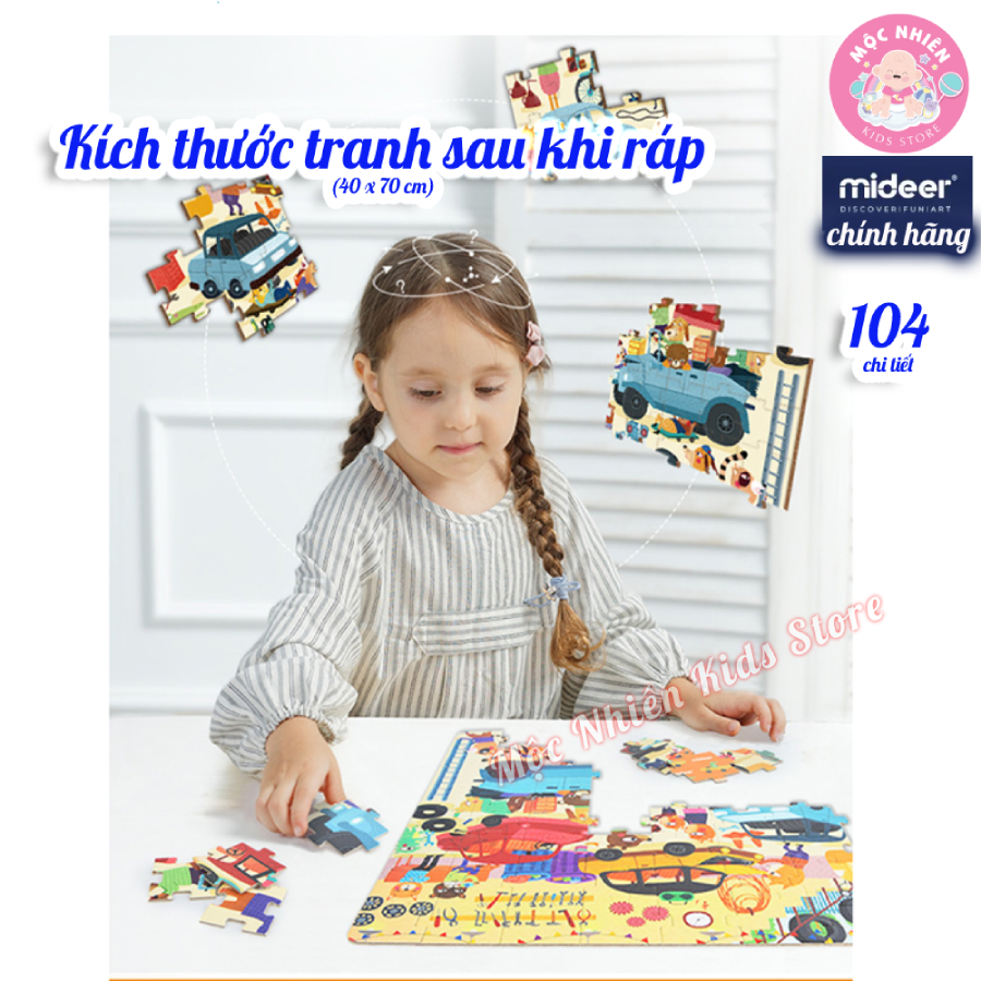 Đồ Chơi Xếp Hình Puzzle MIDEER Dạng Valy Xách Tay - 07 Chủ Đề (Hơn 100 Mảnh Ghép) - Mộc Nhiên