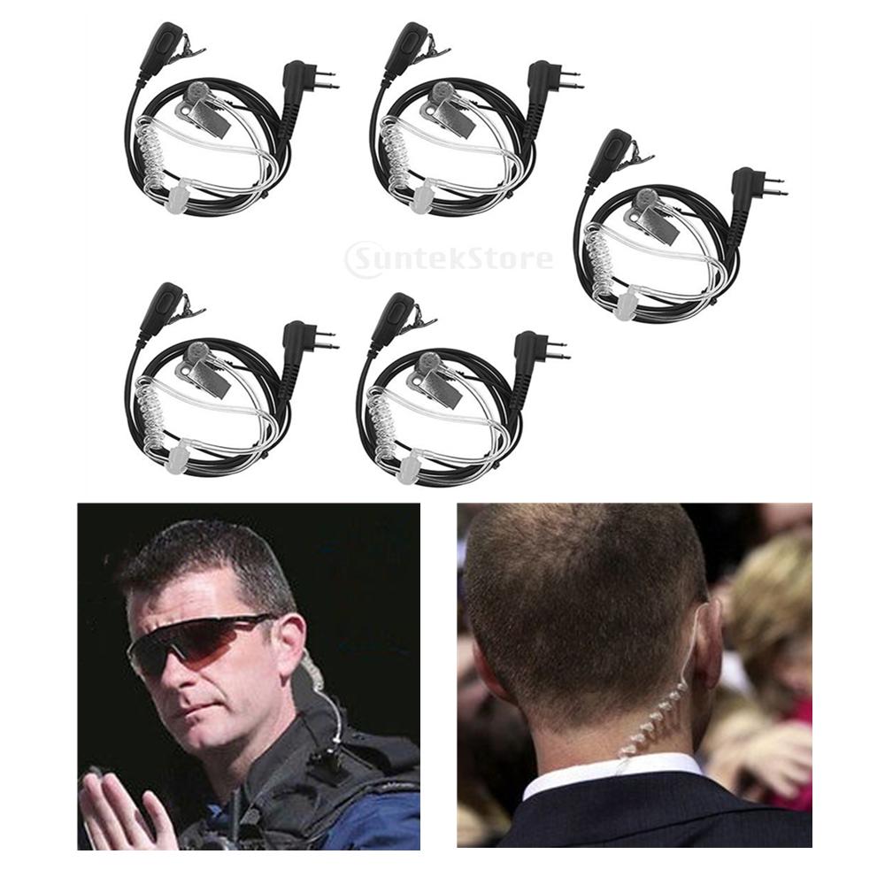 5pcs 2-PIN PTT Mic Covert Acoustic Tube Earpiece Headset For Two Way Radio