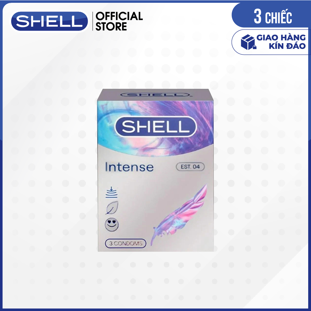 Bao cao su Shell Intense siêu mỏng 0.04mm - Hộp 3 cái | SHELL CHÍNH HÃNG