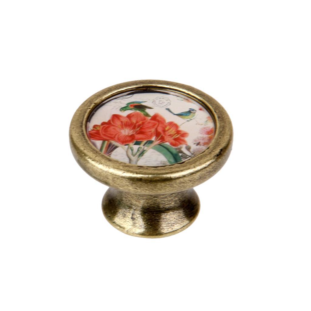 2pcs Vintage Brass Door Knob Cabinet Cupboard Drawer Dresser Pulls Handle Knob
