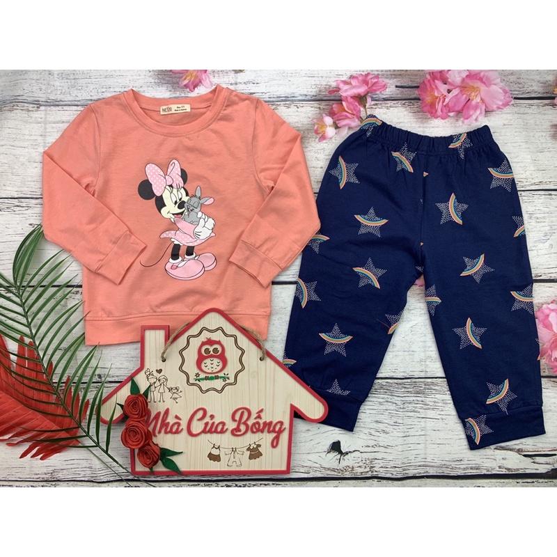 Bộ dài bé gái phối hình in Mickey ngôi sao size 9 - 40 kg