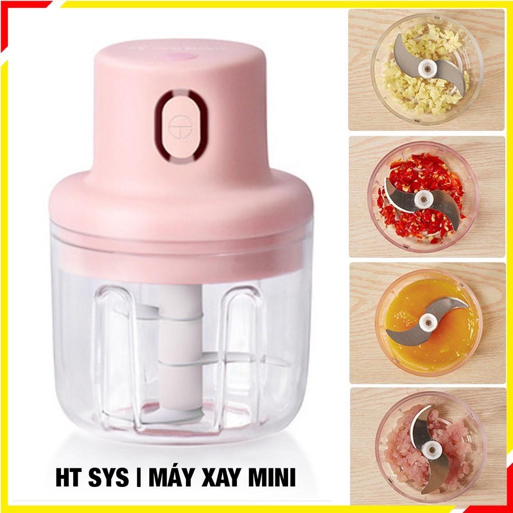 Máy Xay Mini Sạc Điện, Có Cổng Sạc Usb, Nhỏ Gọn Tiện Ích Dễ Sử Dụng, Xay Hành, Tỏi, Rau Củ
