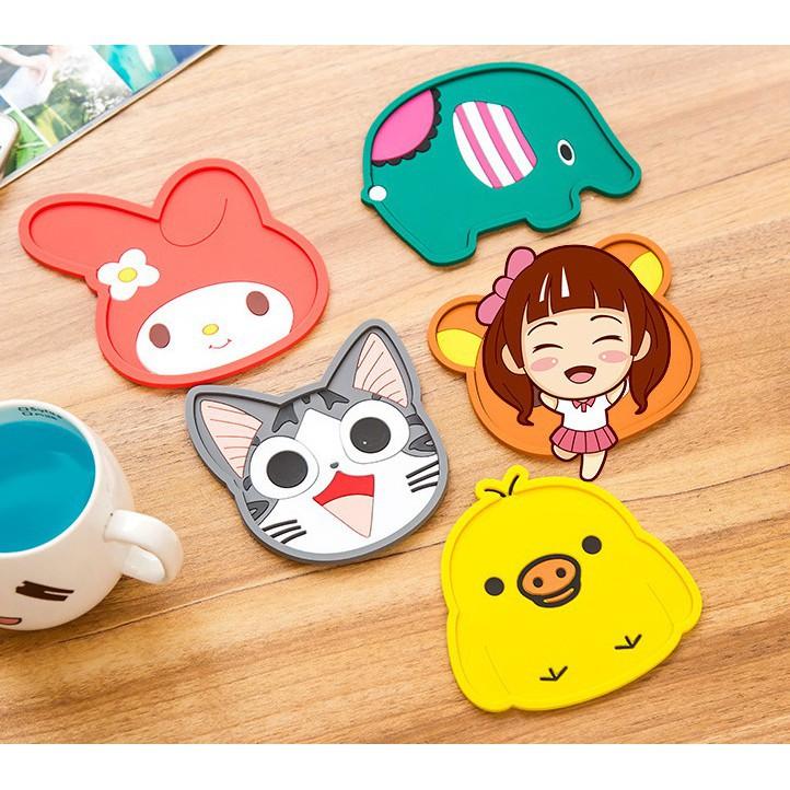 ĐẾ LÓT LY TẤM LÓT LY BẰNG SILICONE HÌNH THÚ GIỮ BÀN LUÔN KHÔ THOÁNG TIỆN DỤNG