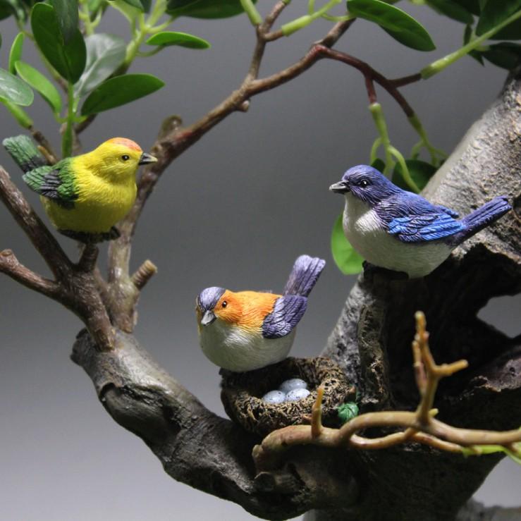 Mô hình chim sẻ và tổ chim cho các bạn trang trí tiểu cảnh, terrarium, DIY
