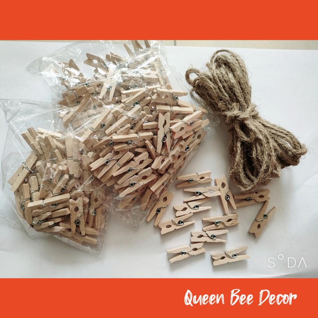 Sỉ Kẹp Gỗ Tự Nhiên Treo Ảnh Gói 50 kẹp 25mm