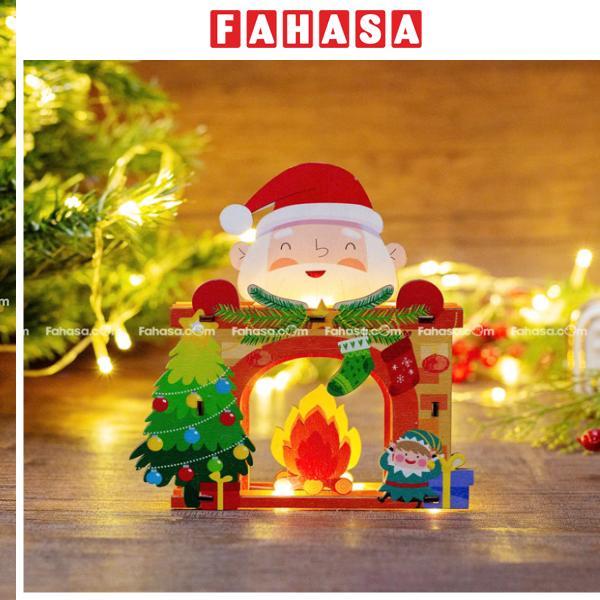Đèn Gỗ Trang Trí Giáng Sinh - Bách Mộc - Ông Già Noel Trên Ống Khói