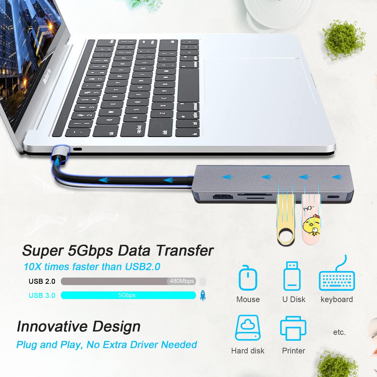 Trung tâm USB C, trạm nối, bộ chuyển đổi USB C 10 trong 1 với 4K HDMI, VGA, loại C PD, cổng USB 3.0, RJ45 Ethernet, Thẻ SD/TF-Thẻ, 3,5mm AUX, tương thích với Pro/Air, Thêm các thiết bị loại C