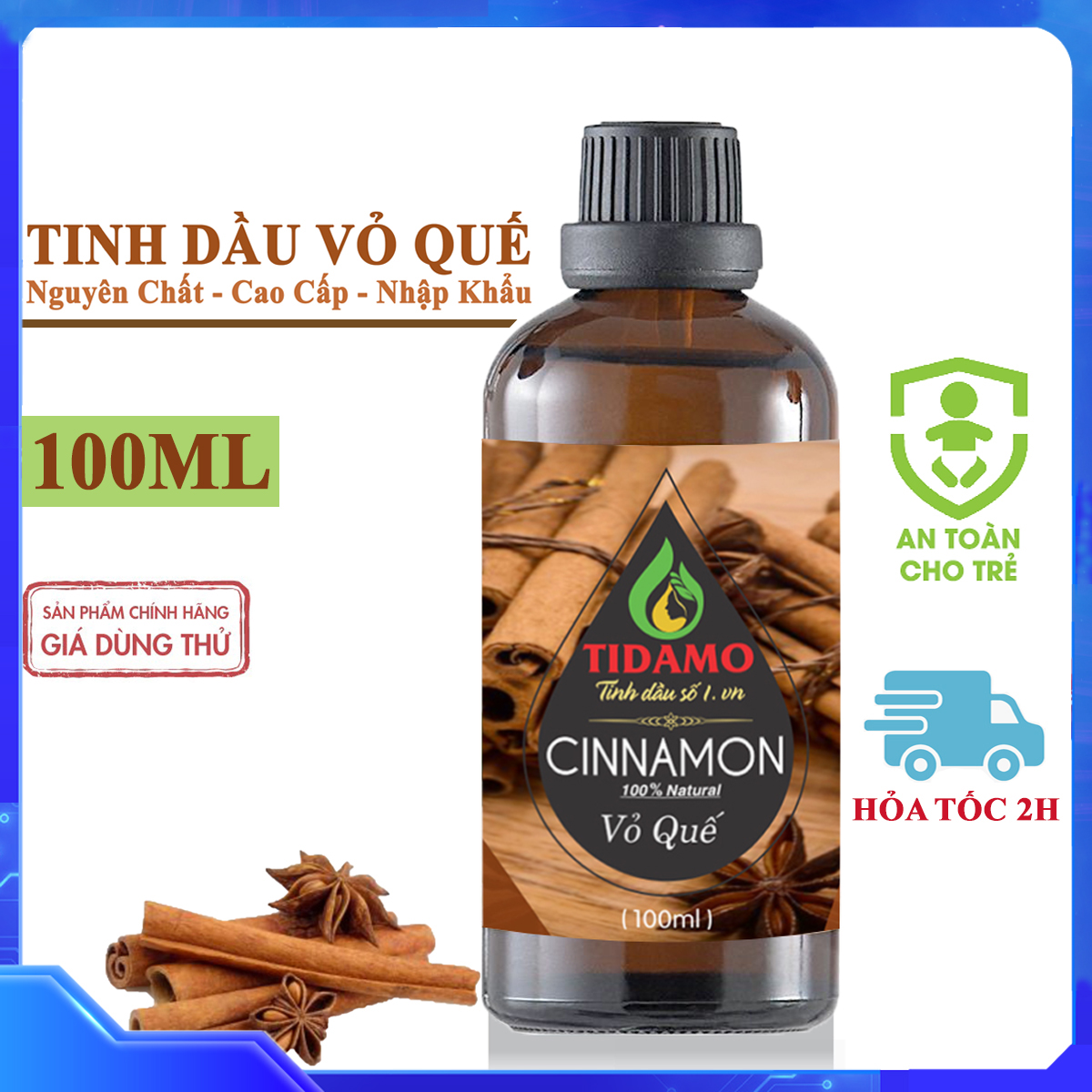 Tinh Dầu Vỏ Quế Nguyên Chất Nhập Khẩu Ấn Độ 100ML. Tinh Dầu Quế Cao Cấp Để Xông Phòng Kháng Khuẩn, Phòng Tránh Cảm Cúm - Dùng Với Máy Khuếch Tán Tinh Dầu