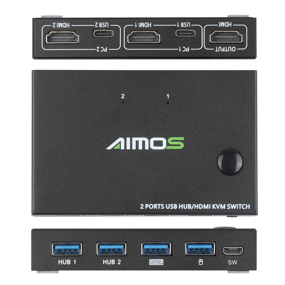 Bộ chuyển mạch bàn phím&chuột USB AIMOS AM-KVM201CC HDMI KVM 2 cổng Hỗ trợ 4K * 2K @ 30Hz