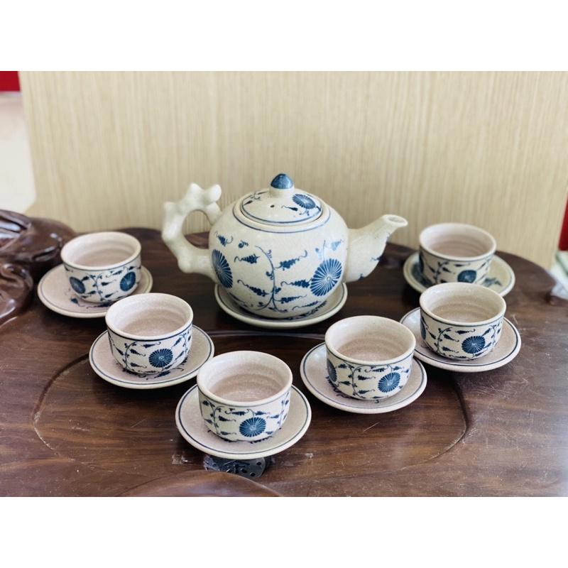 Bộ ấm chén uống trà men rạn. Gốm Bát Tràng