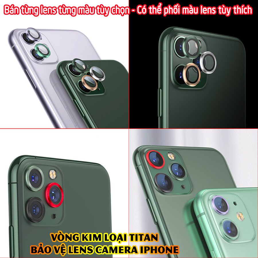 Tặng hộp đựng lens cao cấp - Vòng kim loại titan bảo vệ lens camera dành cho các dòng iphone 11 / iphone 12 - Đỏ