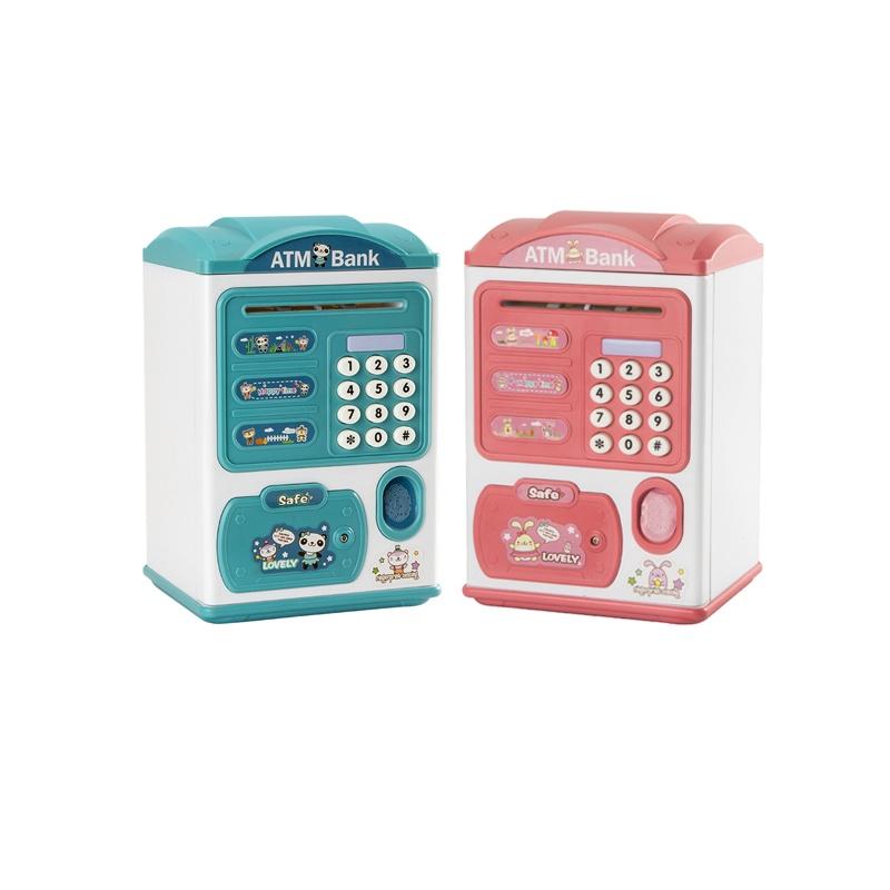 Két Sắt Đựng Tiền Cho Bé Đồ Chơi Thông Minh Mô Phỏng như trụ ATM rút tiền tự động bằng dấu vân tay