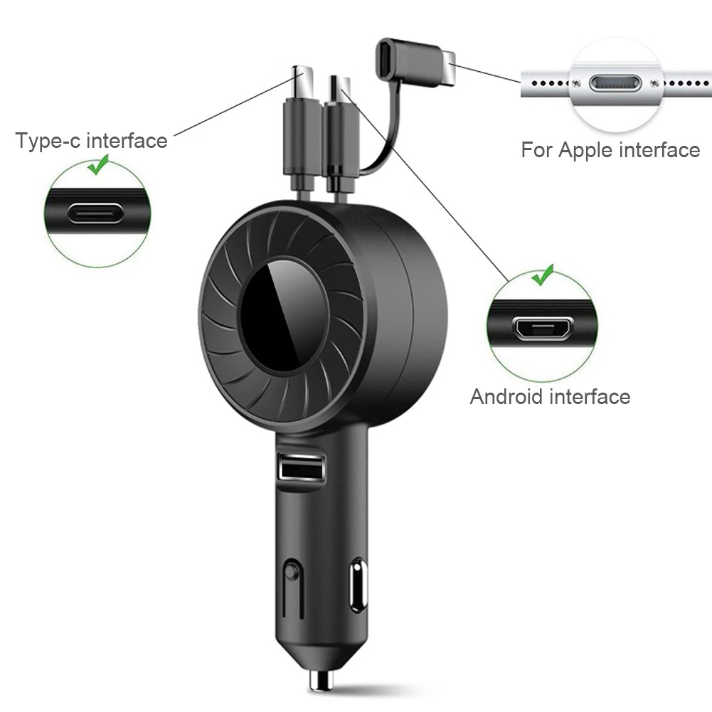 Youpin 3 Trong 1 Nhanh Chóng Sạc Adapter USB Cáp Có Thể Thu Vào Xe Điện Thoại Sạc Cho Android/IOS Điện Thoại