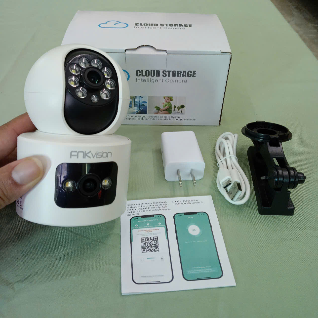 Bộ Camera Wifi IP 2 Mắt 8MpX Siêu Nét: Xem 2 Khung Hình, Xoay 360, Đàm Thoại &amp; Báo Động