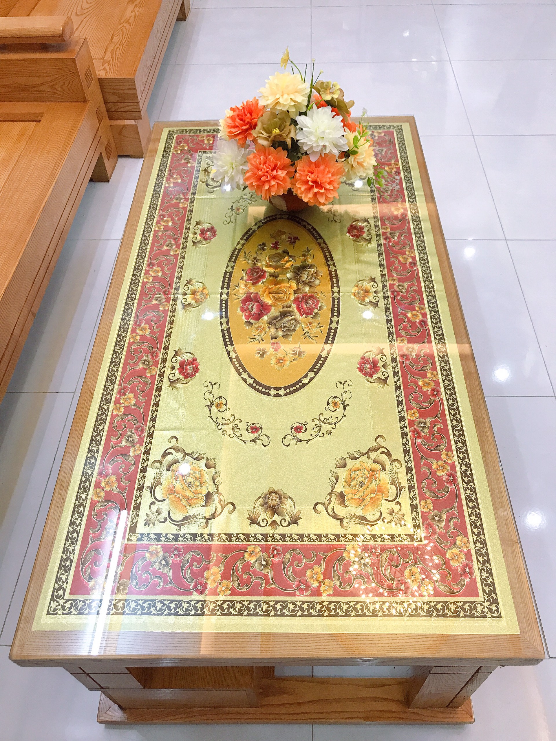Khăn trải bàn rộng 60cm dài 120cm hoa văn nổi 3D sang trọng