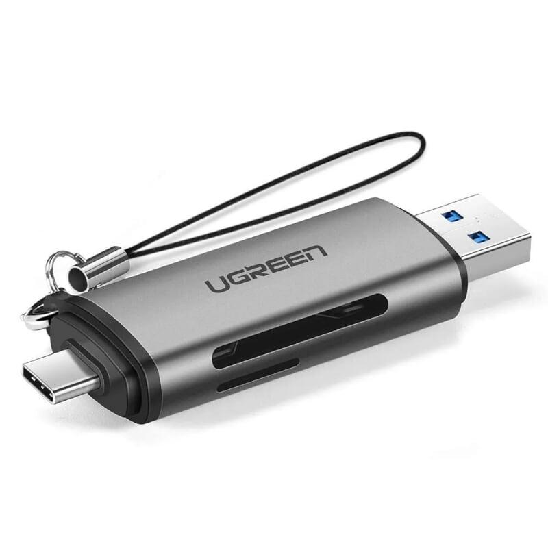 Ugreen UG50706CM185TK Màu Xám Đầu đọc thẻ nhớ TYPE C + USB 3.0 sang TF + SD - HÀNG CHÍNH HÃNG