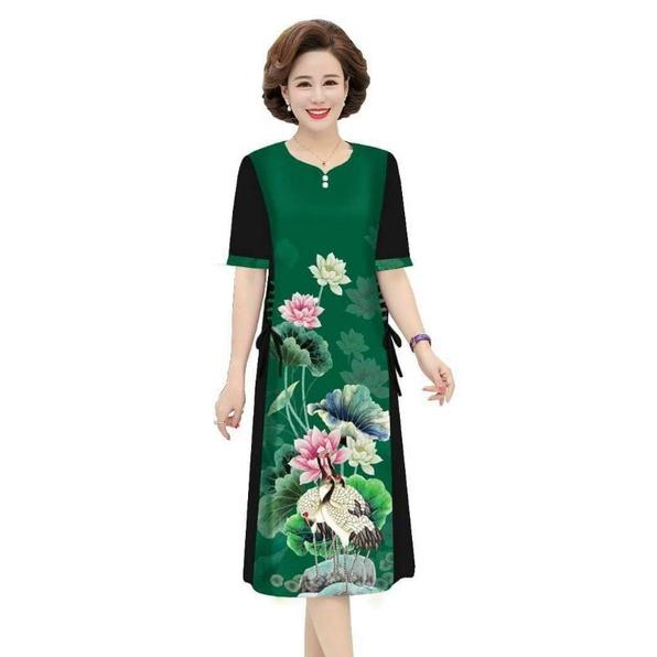ĐẦM SUÔNG IN HỌA TIẾT ĐÍNH HẠT ĐAN DÂY 2 BÊN