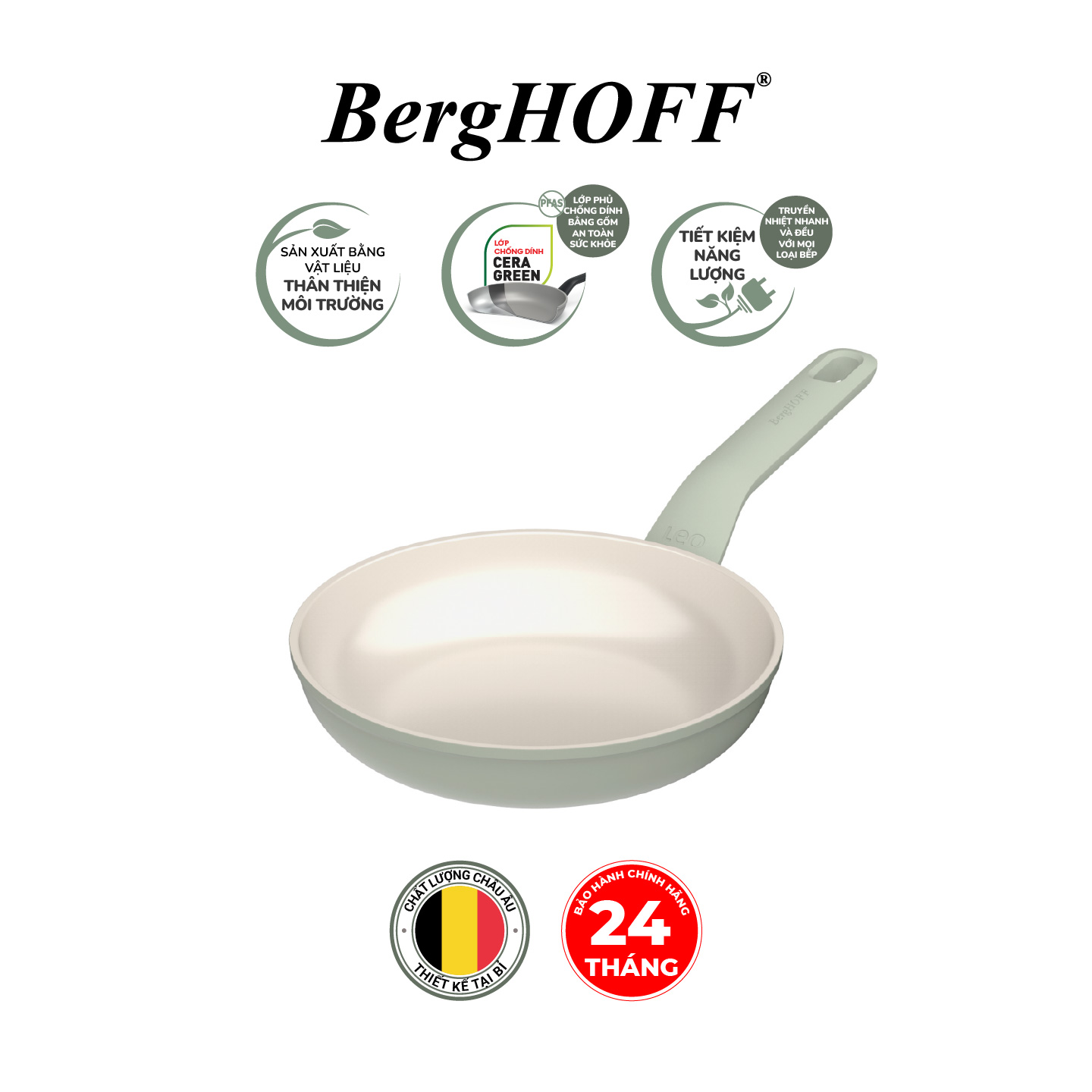 Chảo chống dính Berghoff Balance 20cm 24cm 28cm. Hàng chính hãng. Bảo hành 24 tháng