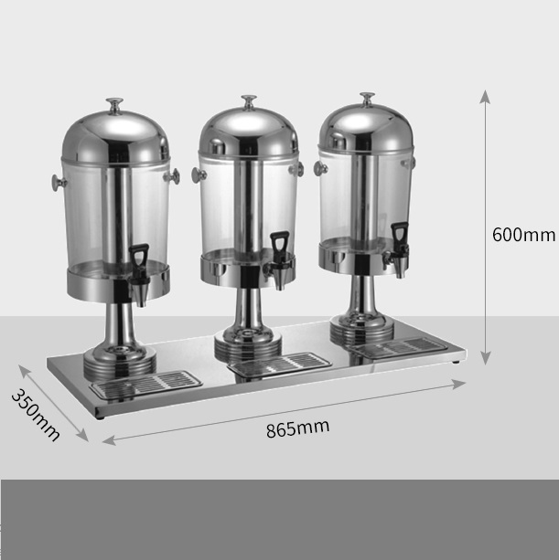 Bình đựng nước ép hoa quả trái cây inox có vòi dung tích 8L mỗi bình, Mã 121406, Loại 3 ngăn