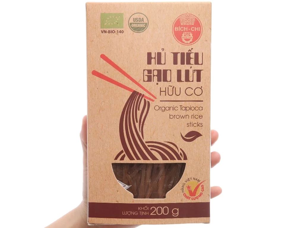 Hủ tiếu gạo lứt hữu cơ Bích Chi eat clean hộp 200g