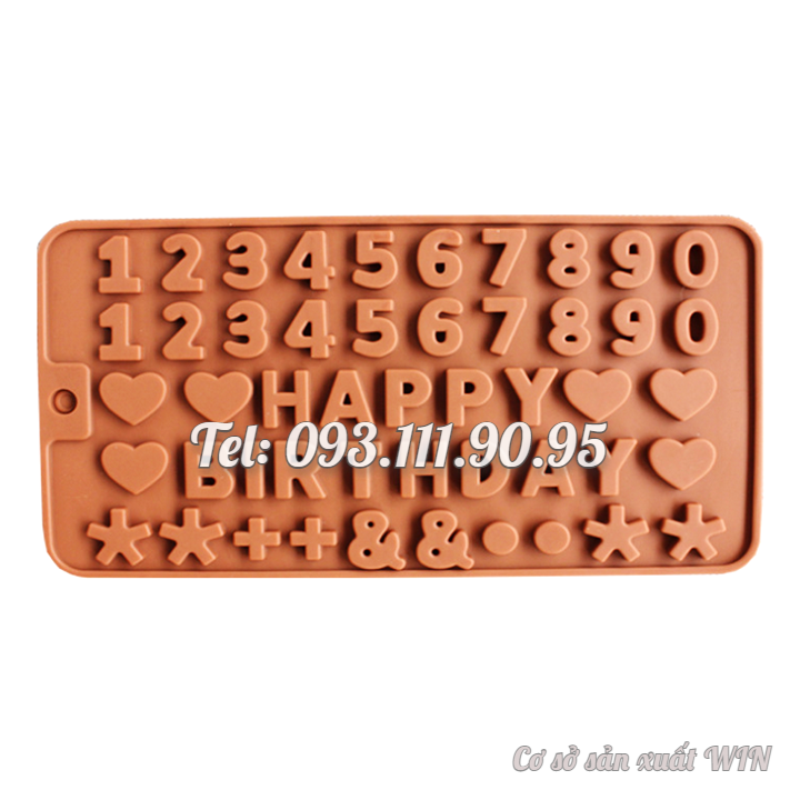 Khuôn silicon làm bánh, rau câu, socola Happy Birthday - Mã số 1297