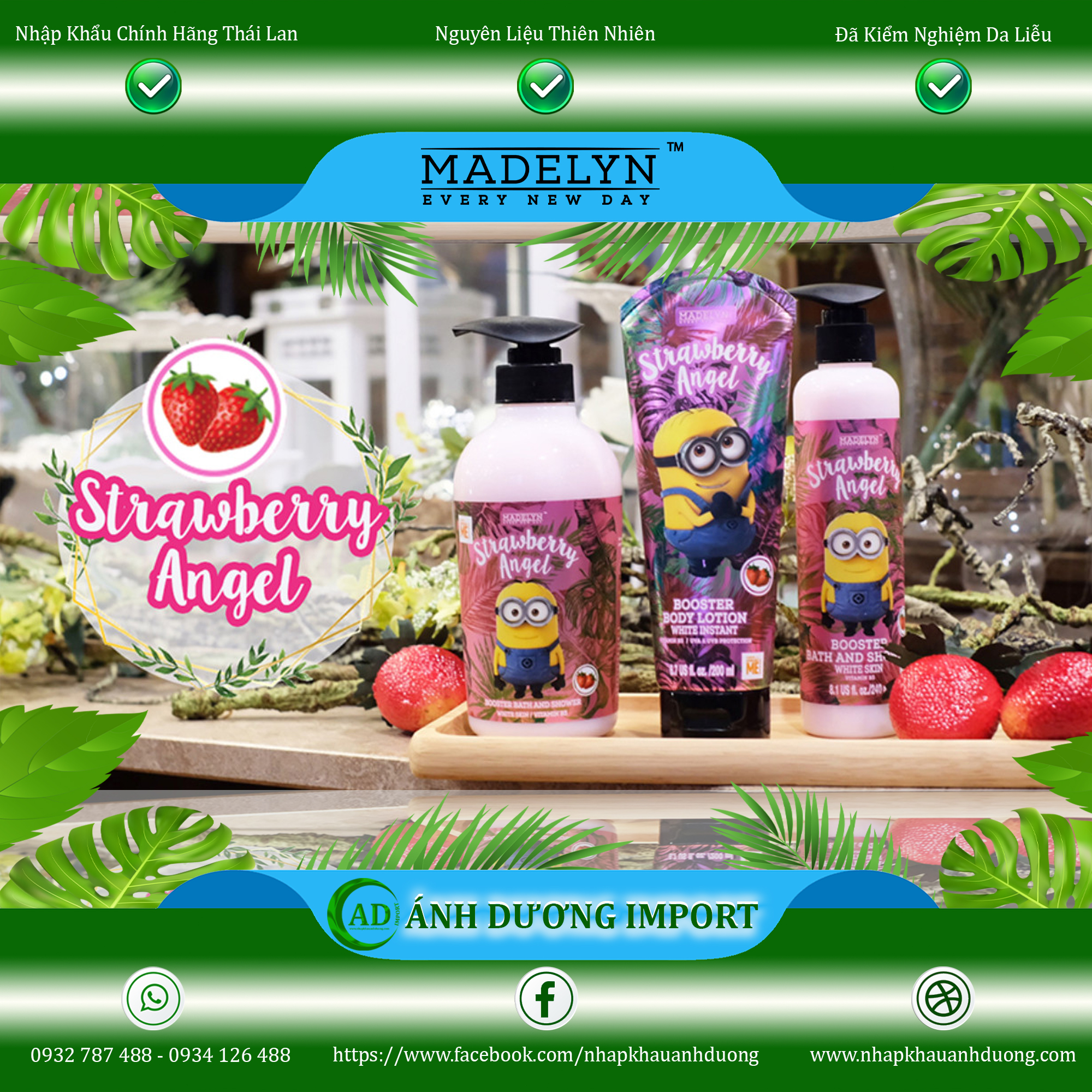 Sữa Dưỡng Thể Trắng Da Hương Dâu Tây (MADELYN MINION BOOSTER BODY LOTION STRAWBERRY ANGEL) 200ml