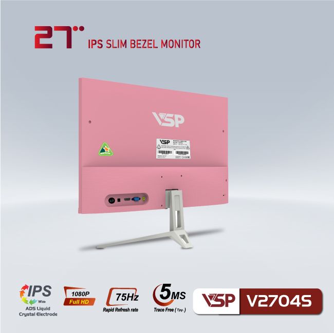 Màn hình VSP V2704S Pink (27&quot;/ FHD/ IPS/ 75HZ/ 5MS) - Hàng Chính Hãng