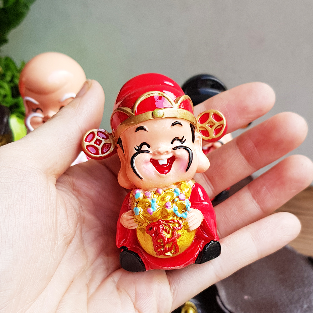 Bộ 05 ông Ngũ Phúc size 7cm mẫu mới kèm chân đế ánh vàng Tài Lộc Phát thuần Việt cao cấp