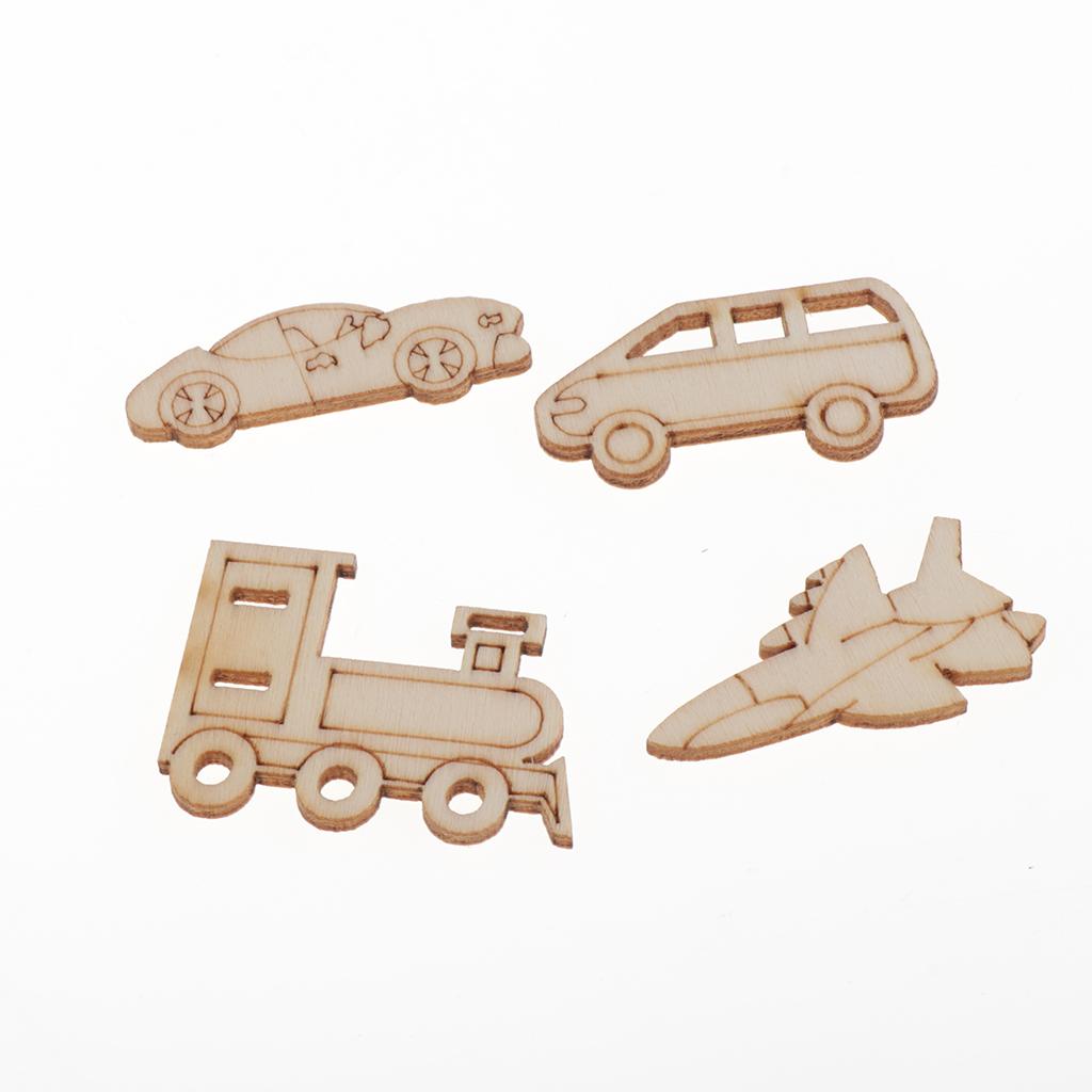 60 Miếng Các Loại Xe Gỗ Lỗ Cắt Hình Khối Bằng Gỗ Thủ Công Thẻ Decoupage Chỉnh Trang DIY Thêu Sò Thẻ Làm Nghệ T