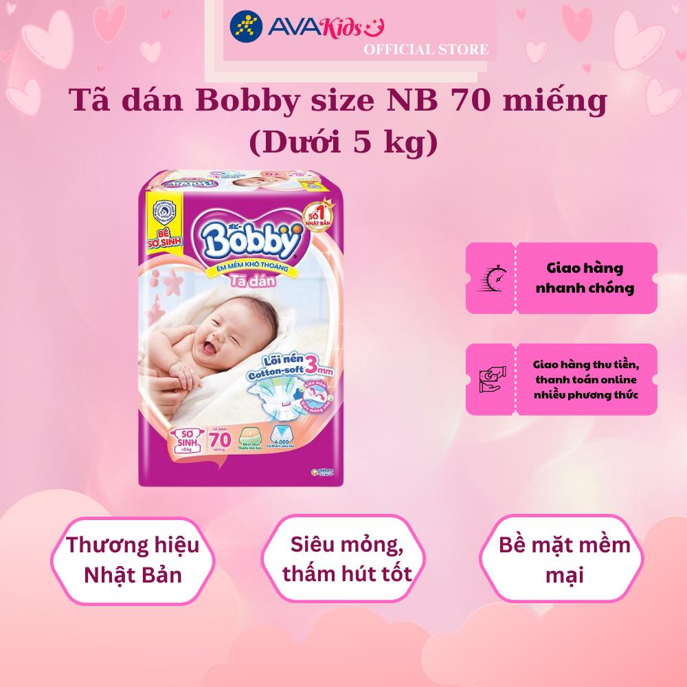 Tã dán Bobby size NB 70 miếng (Dưới 5 kg)