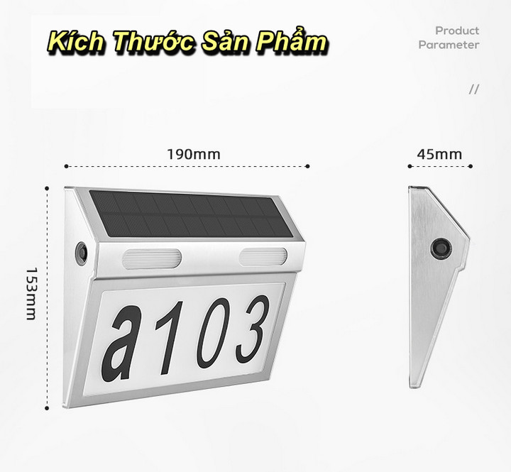 Bảng, Biển Số Nhà LED mặt Trời Plate Lamp 3Tone Màu - Home and Garden