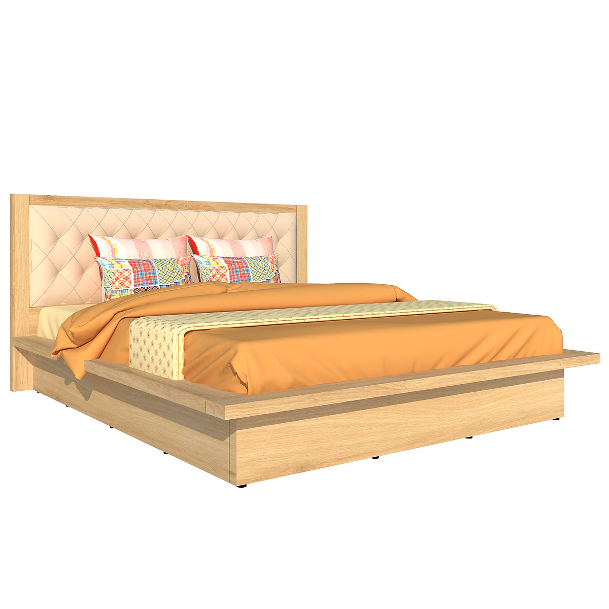 Giường ngủ cao cấp Tundo màu vàng sồi 140cm x 200cm